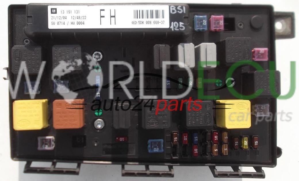 FUSE BOX BSI OPEL ASTRA H ZAFIRA B GM 13 191 131 FH, 13191131 FH, HELLA