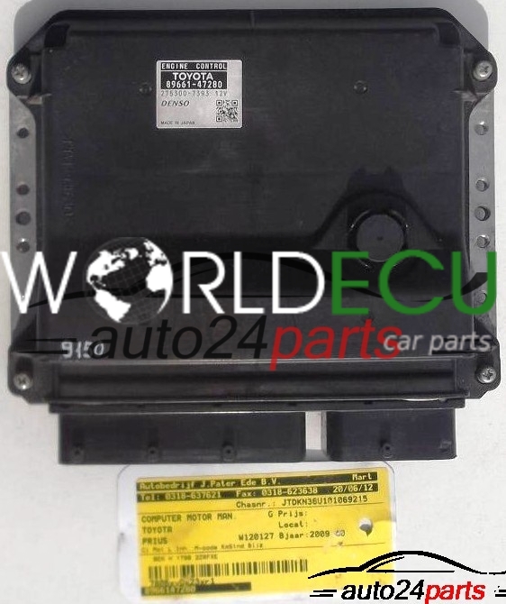 Calculateur Moteur TOYOTA 89661-0Z750 MB275500-3471 - Occasion à Reprogrammer Par Un Professionnel