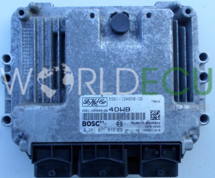 ECU Engine control unit FORD FIESTA 1.6 TDCI BOSCH 0 281 011 612, 0281011612, FoMoCo 5S6112A650