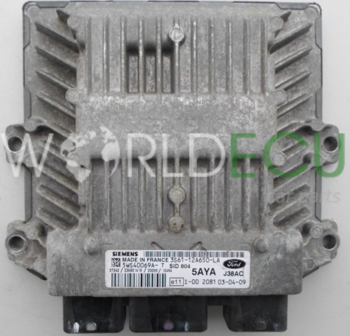 ECU Engine control unit FORD FIESTA 1.4 TDCI SIEMENS 5WS40069AT, 5WS40069AT, 3S6112A650LA