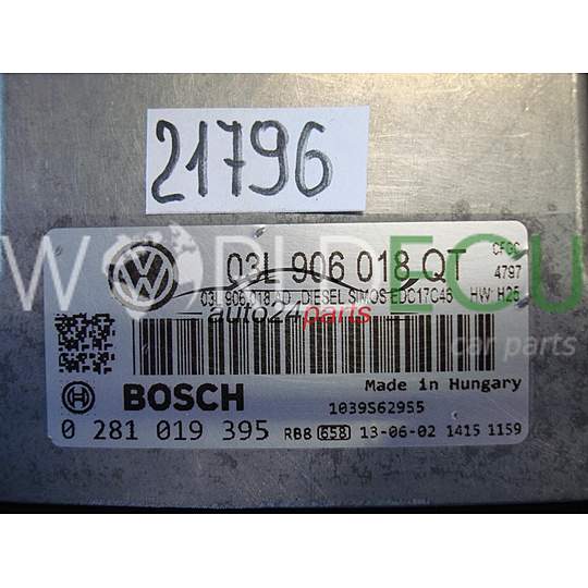 Centralina motore VOLKSWAGEN SIROCCO 2.0 TDI BOSCH 0 281 019 395, 0281019395, 03L906018QT , EDC17C46
