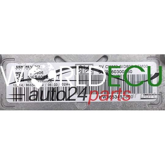 ECU ENGINE CONTROLLER CITROEN PEUGEOT 1.4 HDI SIEMENS VDO 5WS40285C-T, 5WS40285CT, SW9660300280, HW9653451880, SID806