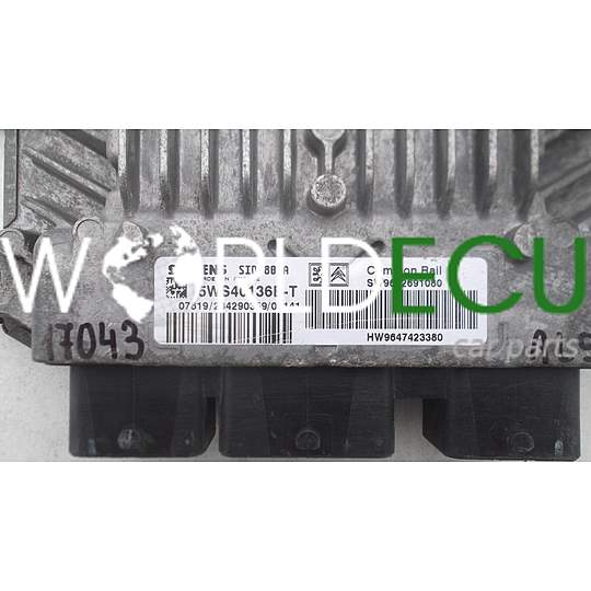 CENTRALINA DO MOTORE PEUGEOT PARTNER RANCH 2.0 HDI SIEMENS 5WS40136B-T, 5WS40136BT, SW9652691080, HW9647423380, SID 801A