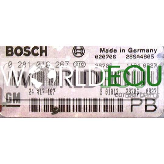 БЛО0К УПРАВЛЕНИЯ ДВИГАТЕЛЕМ  OPEL ASTRA ZAFIRA 0281010267 / 24417167 PB / 28SA4805