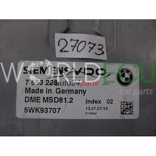 ECU Engine control unit BMW 7583228 5WK93707 DME MSD81.2