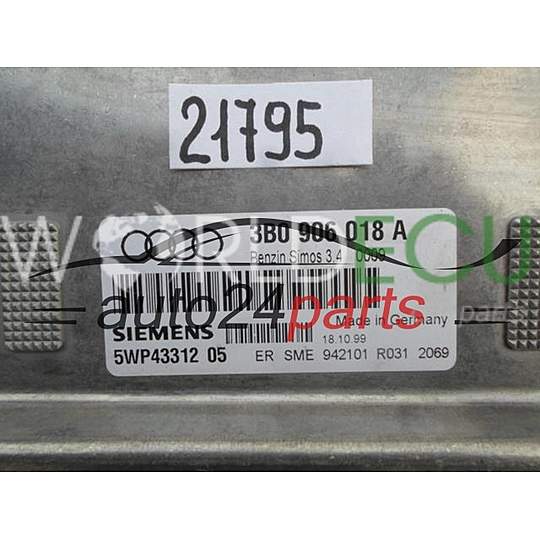 ECU Engine control unit AUDI A4 1.6 3B0 906 018A, 3B0906018A, 5WP43312 05, 5WP4331205