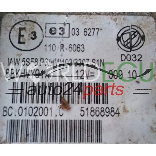 ECU Engine control unit FIAT 500 FIORINO QUBO IAW 5SF8.P3, IAW5SF8P3, 51868984