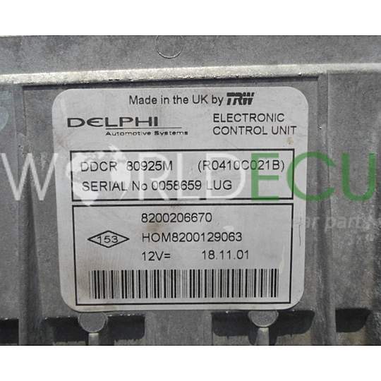 ECU ENGINE CONTROLLER RENAULT CLIO 1.5 DCI Delphi R0410C021B, 8200206670, HOM 8200129063