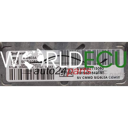 ECU ENGINE CONTROLLER CITROEN PEUGEOT 2.0 HDI CONTINENTAL 5WS40899A-T, 5WS40899AT, SW 9667115080, HW 9661642180, SID803A