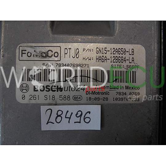 ECU Engine control unit FORD 0261S18588 GN15-12A650-LB GN1512A650LB
