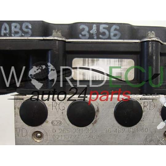 ABS POMPA CENTRALINA CITROEN PEUGEOT BOSCH 0 265 231 302, 0265231302, 9648265480, 0265800301