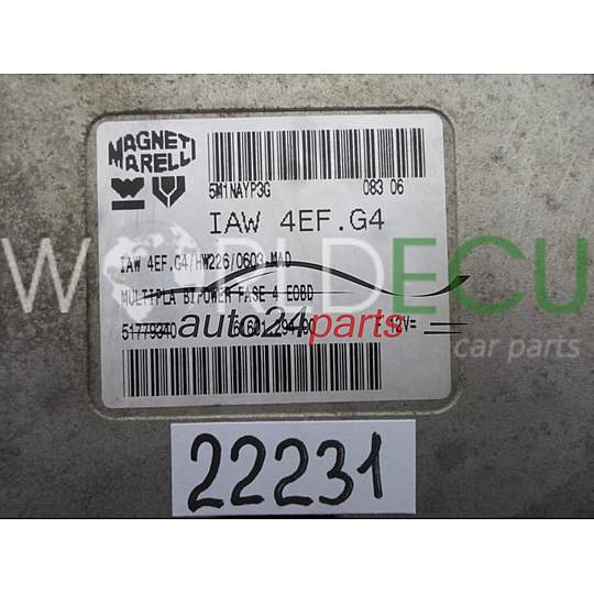 ECU Engine control unit FIAT MULTIPLA 1.6 IAW 4EF.G4, IAW4EFG4, 51779340