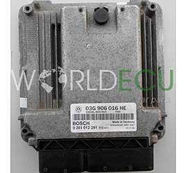 MOTORSTEUERGERÄT ECU STEUERGERAT SEAT ALTEA 2.0 TDI BKD 03G 906 016 HE, 03G906016HE, BOSCH 0 281 012 291, 0281012291, DIESEL EDC16U1 1039S08178