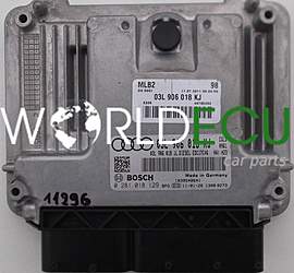 ECU ENGINE CONTROLLER  AUDI VW BOSCH 0 281 018 129, 0281018129, 03L 906 018 KJ, 03L906018KJ, 03L906018 KJ