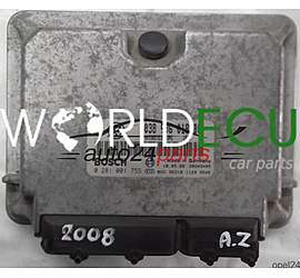 CENTRALINA DO MOTORE SKODA OCTAVIA 1.9 TDI 038906018BC, 038 906 018 BC, BOSCH 0 281 001 755, 0281001755