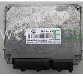 ECU ENGINE CONTROLLER VW VOLKSWAGEN PASSAT 1.6 3B0907557C, 3B0 907 557 C, SIEMENS 5WP4332 04