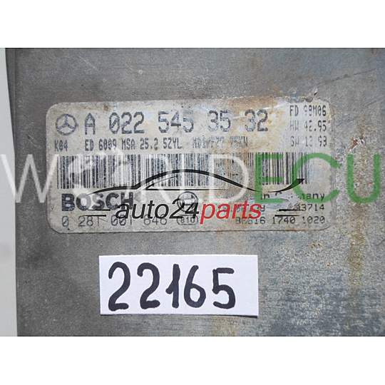 Centralina motore MERCEDES SPRINTER 2.9 TD BOSCH 0 281 001 646, 0281001646, A 022 545 35 32, A0225453532