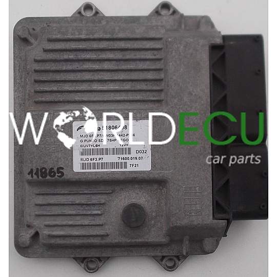 CENTRALINA MOTORE FIAT GRANDE PUNTO 1.3 JTD MAGNETI MARELLI MJD 6F3.P7, MJD6F3P7, FPT 51806498, 71600.019.07, 7160001907