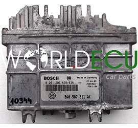 CENTRALINA MOTORE SEAT TOLEDO 1.8 8V, BOSCH 0 261 203 635/636, 0261203635 /636, 8A0 907 311 AK, 8A0907311AK