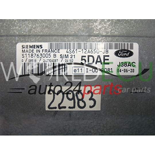 ECU Engine control unit FORD FIESTA SIM 21 4S61-12A650-JB, 4S6112A650JB, S118763005B