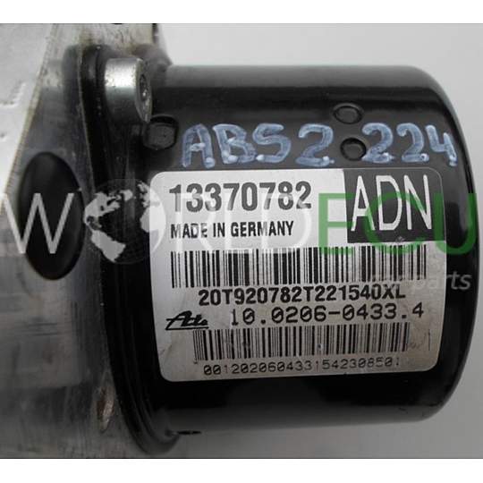 ABS POMPA CENTRALINA OPEL ASTRA J GM 13370782 ADN, ATE 10.0206-0433.4, 10020604334, 10.0960-4534.3, 10096045343, 28.5600-6806.3, 28560068063