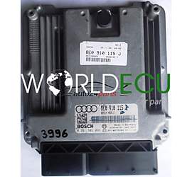 ECU ENGINE CONTROLLER AUDI A4 2.0 TFSI 8E0910115B, 8E0 910 115 B, 8E0910115J, 8E0 910 115 J, BOSCH 0261S02096, 0 261 S02 096