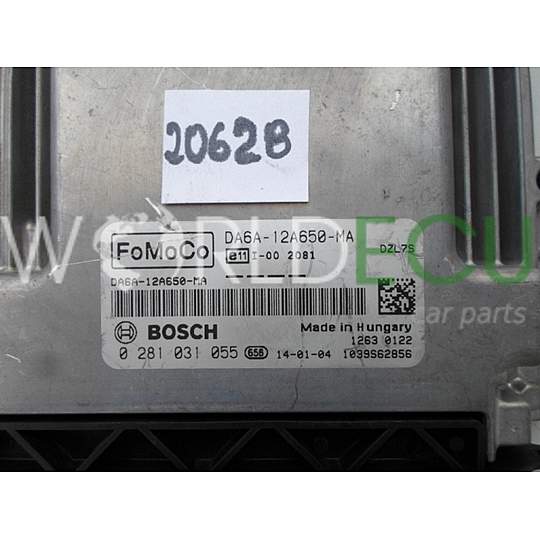 ECU Engine control unit FORD FIESTA 1.5 TDCI BOSCH 0 281 031 055, 0281031055, FoMoCo DA6A-12A650-MA, DA6A12A650MA, DZL7S