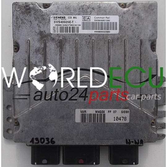 CENTRALINA MOTORE PEUGEOT CITROEN SIEMENS SID 801 5WS40025E-T, 5WS40025ET, SW 9646801080, HW 9644323980