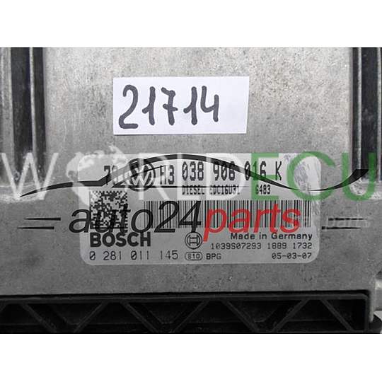 Centralina motore VW VOLKSWAGEN PASSAT BOSCH 0 281 011 145, 0281011145, 038 906 016K, 038906016K