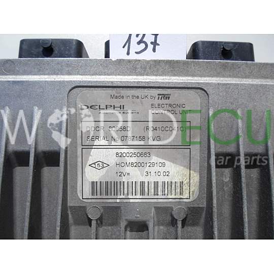 CALCULATEUR MOTEUR RENAULT CLIO 1.5 DCI DELPHI DDCR 80958D R0410C041C HOM8200129109, HOM 8200129109, 8200250563