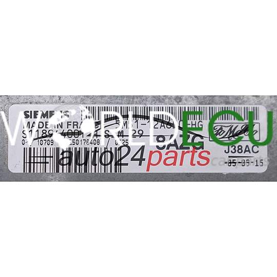 ECU ENGINE CONTROLLER FORD FOCUS 1.6 16V SIEMENS S118944001 H, S118944001H, FoMoCo 5M51-12A650-HG, 5M5112A650HG, 8AZG
