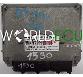 ECU ENGINE CONTROLLER AUDI A3 1.6 AKL AEH 06A906019E, 06A 906 019 E, SIEMENS 5WP4324 03, 5WP432403 MOTORSTEUERUNG 2256