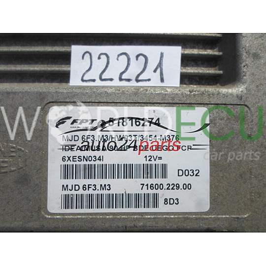 ECU Engine control unit FIAT IDEA 1.3 JTD MJD.6F3.M3, MJD6F3M3, 51816274