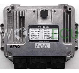 Calculateur Moteur FORD FOCUS 1.6 TDCI BOSCH 0 281 B03 106, 0281B03106, 8M51-12A650-MA2, 8M5112A650MA2, EDC16C34-4.33