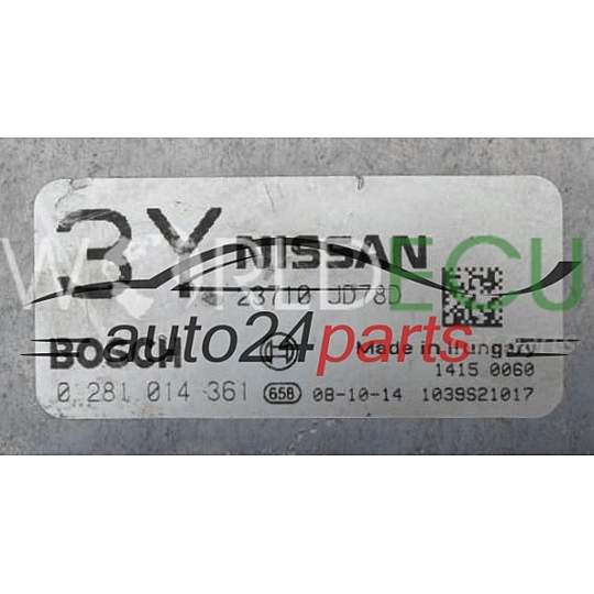 ECU Engine control unit NISSAN QASHQAI 2.0 DCI BOSCH 0 281 014 361, 0281014361, 23710 JD78D, 23710JD78D