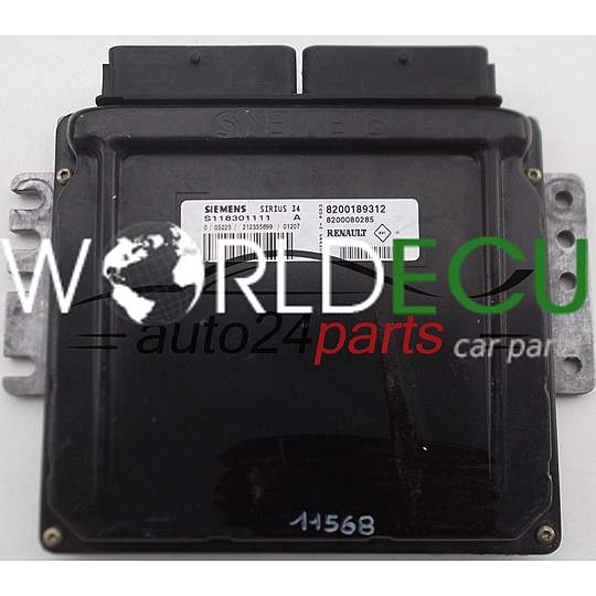 CENTRALINA MOTORE RENAULT CLIO 1.4 SIEMENS S118301111 A, S118301111A, 8200189312, 8200080285