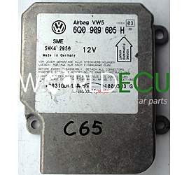 Centralina AIRBAG SKODA SIEMENS 5WK42950, 5WK4 2950, 6Q0909605H, 6Q0 909 605 H - C65