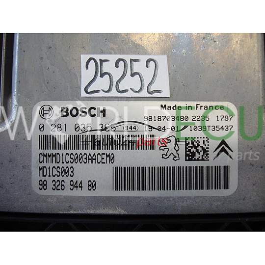 Centralita de motor UCE CITROEN BOSCH 0 281 035 366, 0281035366, 9832694480